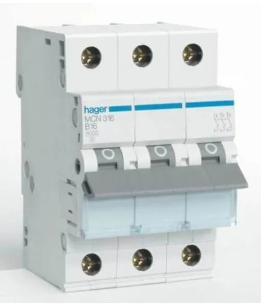 Hager Miniatyrbrytare 3P 16A C Typ 6kA