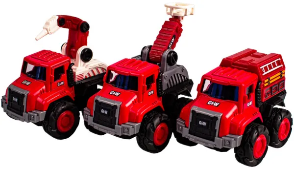 Brandbilar i metall med tröghet, 3 olika.