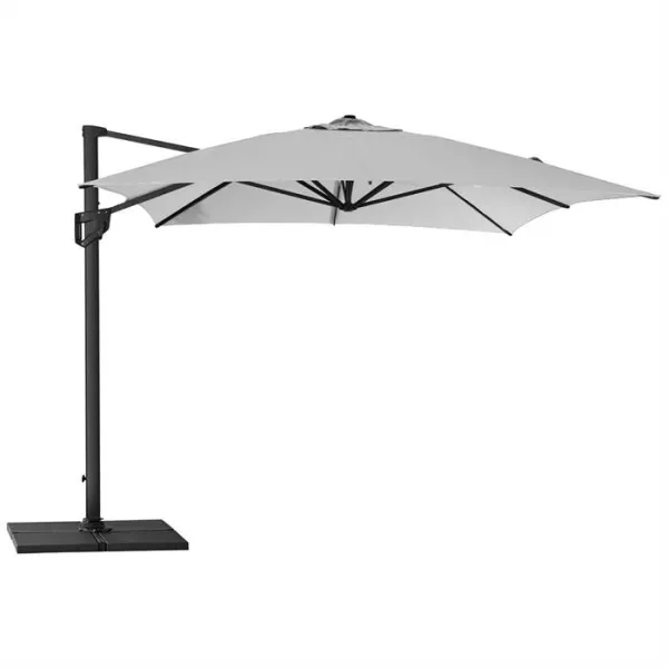 Cane-Line Hyde Luxe parasoll inkl. fot - 3x4 m. - Aluminium med ljusgrå duk